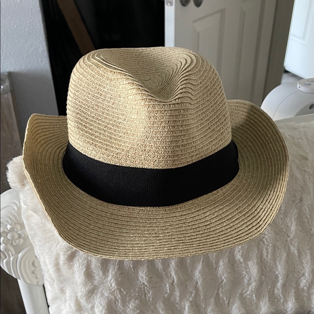 Stylish Straw Hat with Black Band